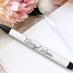 Stylo Noir Monogramme Neutre Moderne Minimaliste Élégant Scri