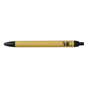Stylo Noir Monogramme Noir Or Monogramme Élégant Moderne