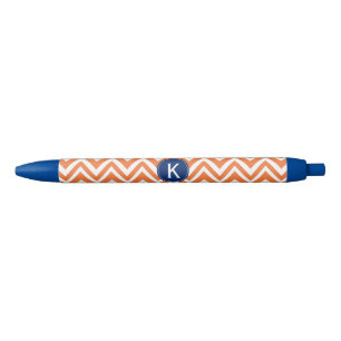 Stylo Noir Monogramme Orange Zigzag Motif