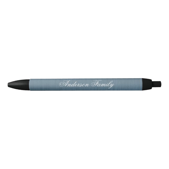 Stylo Noir Monogramme personnalisé bleu moderne (Devant)