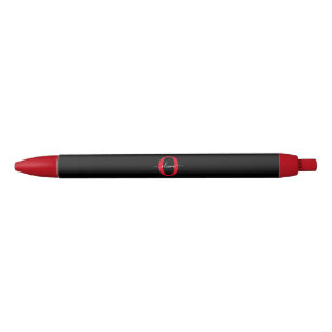 Stylo Noir Monogramme personnalisé Nom du script Noir Blanc R
