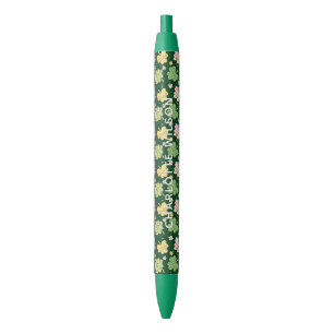 Stylo Noir Monogramme Rétro Groovy de la Saint-Patrick