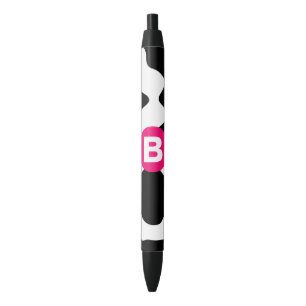 Stylo Noir Monogramme rose Motif de patchs de vache