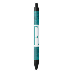 Stylo Noir Monogramme turquoise