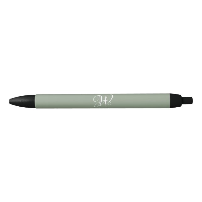 Stylo Noir Monogramme vert de l'élégance de la taille personn (Devant)