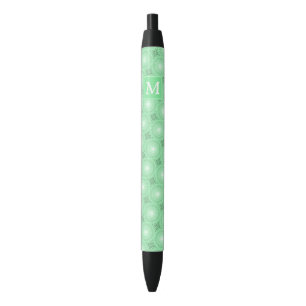 Stylo Noir Monogramme vert ressort cercles motif