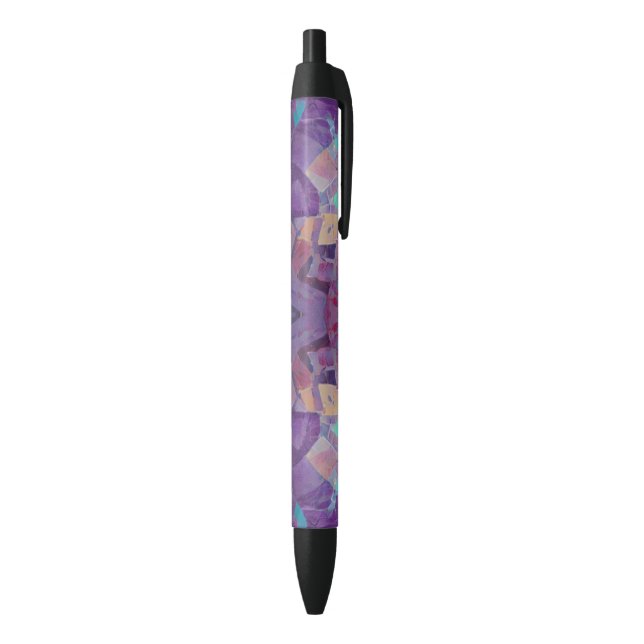 Stylo Noir mosaïque marocaine rouge violet turquoise art géom (Bas (Vertical))