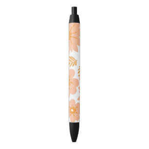 Stylo Noir Motif à fleurs orange Fuzz Vintage rétro