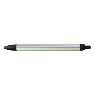 Stylo Noir Motif à rayures colorées