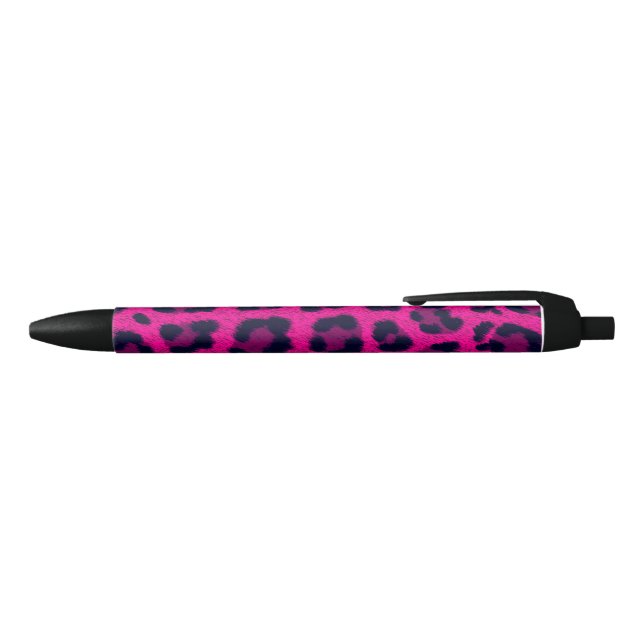 Stylo Noir Motif animal Empreinte de léopard rose chaud (Haut)