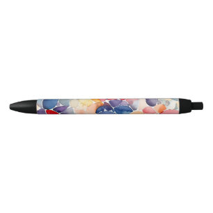 Stylo Noir Motif aquarelle abstrait coloré