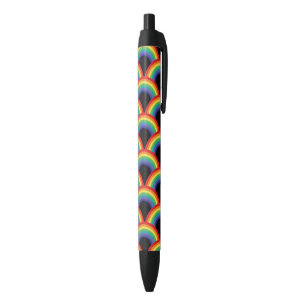 Stylo Noir Motif arc-en-ciel coloré