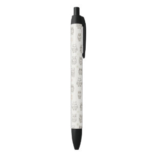 Stylo Noir Motif avec des hiboux