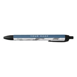 Stylo Noir Motif camouflage neige hivernale grise Personnalis