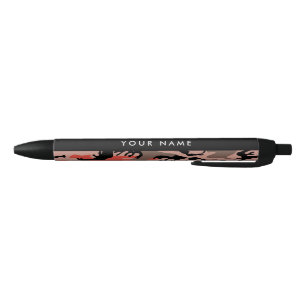 Stylo Noir Motif camouflage rouge et marron Personnalisez vot