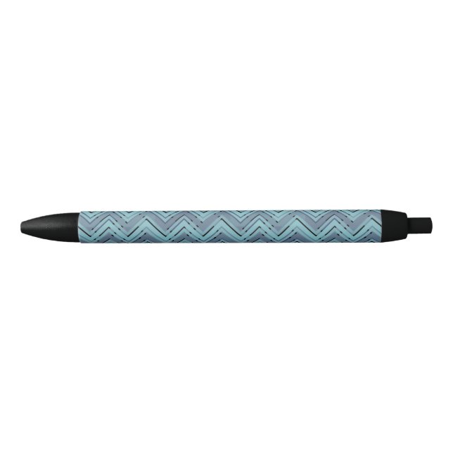 Stylo Noir Motif chevron bleu (Devant)