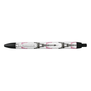 Stylo Noir Motif chic rose de Tour Eiffel de monogramme