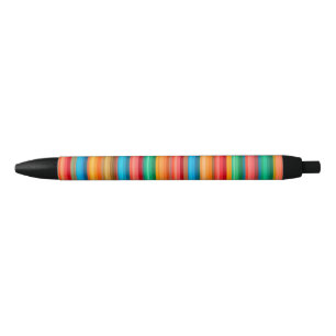 Stylo Noir Motif Coloré de Crayons Disposés avec Éclat