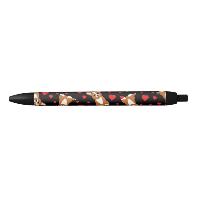 Stylo Noir Motif Corgi (Devant)