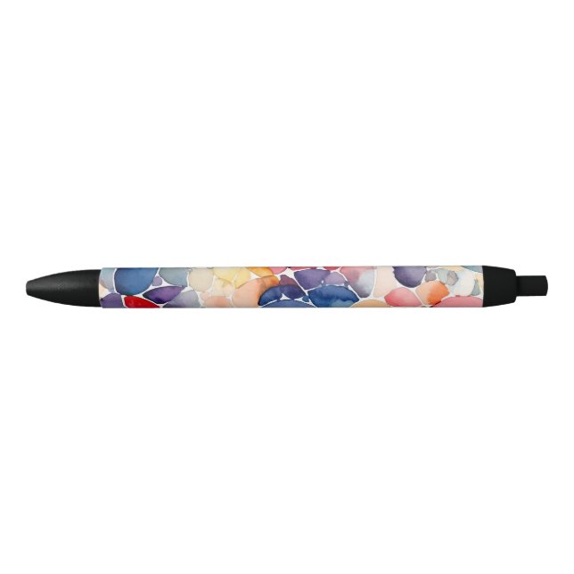 Stylo Noir Motif couleur Abstrait Aquarelle (Devant)