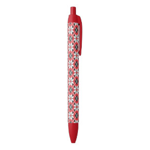 Stylo Noir Motif croisé transparent rouge et noir