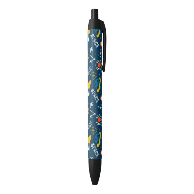 Stylo Noir Motif d'aventures spatiales colorées (Bas (Vertical))