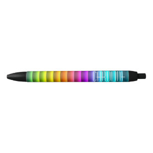 Stylo Noir Motif de bandes arc-en-ciel colorées personnalisée