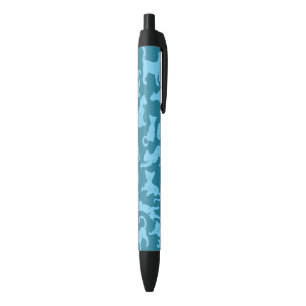Stylo Noir Motif de chat bleu