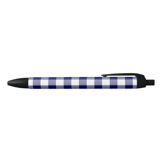 Stylo Noir Motif de chèque en blanc bleu de la marine (Haut)