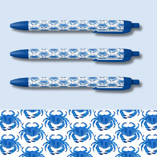 Stylo Noir Motif de crabe bleu