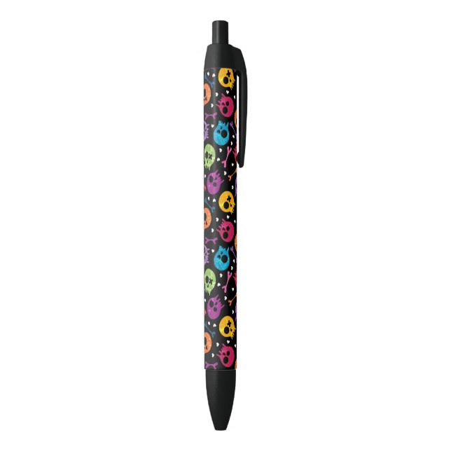Stylo Noir Motif de crânes (Bas (Vertical))