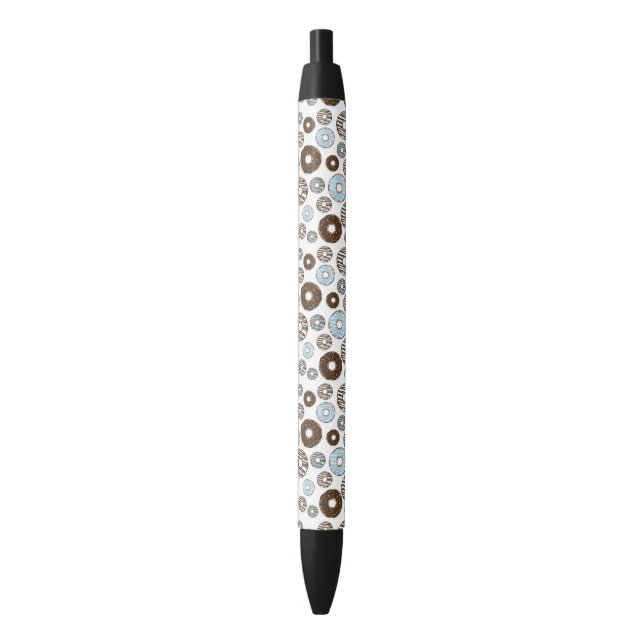 Stylo Noir Motif De Donuts, Donuts Bleus, Donuts Brown (devant Vertical)