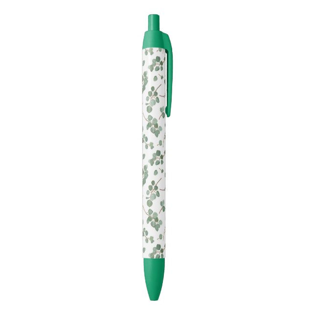 Stylo Noir Motif de feuillage d'arbre de dollar en argent (Bas (Vertical))