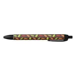Stylo Noir Motif De Feuilles, Feuilles Colorés, Feuilles D'Au