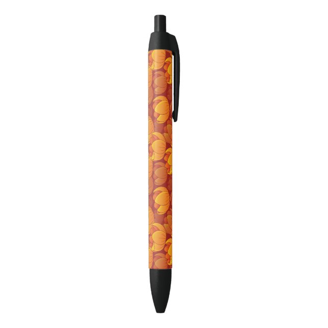 Stylo Noir Motif de fleur d'or (Bas (Vertical))