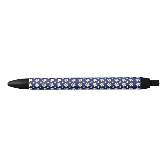 Stylo Noir Motif de fleurs blanches Thunder_Cove (Devant)