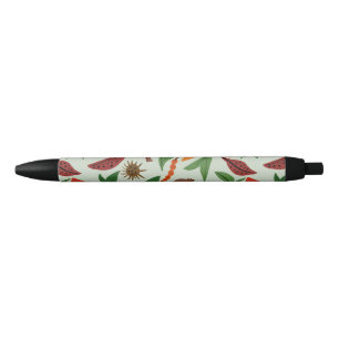 Stylo Noir Motif de fleurs exotiques