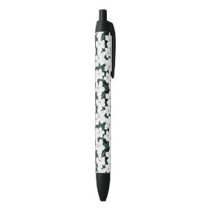Stylo Noir Motif de fleurs tropical blanc