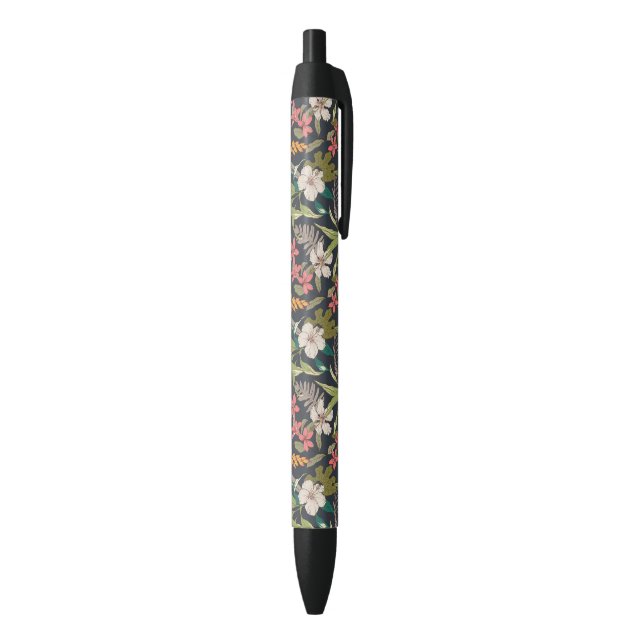 Stylo Noir Motif de fleurs tropicales colorées (Bas (Vertical))