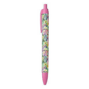 Stylo Noir Motif de floraison exotique de cactus d'aquarelle