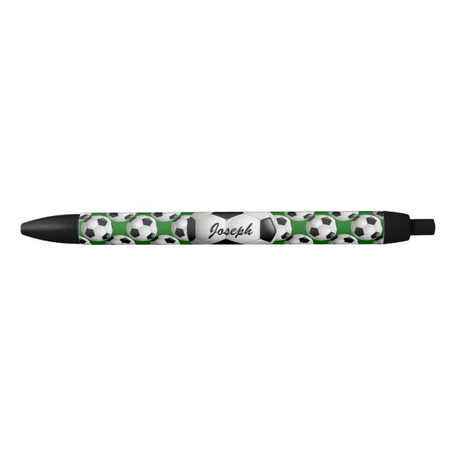 Stylo Noir Motif de football personnalisé (Devant)