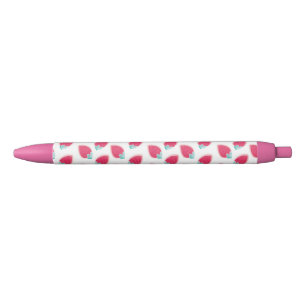 Stylo Noir Motif de fruits de fraise cuite