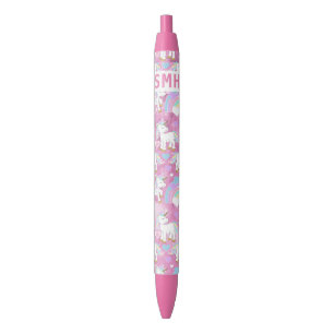 Stylo Noir Motif de licorne mignonne - Personnalisez