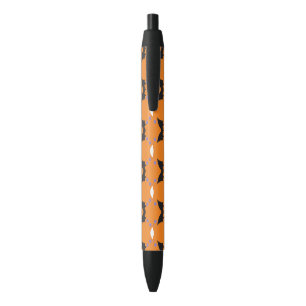 Stylo Noir Motif de mode du crâne orange