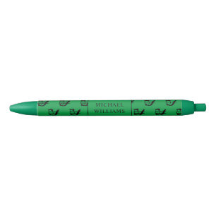 Stylo Noir Motif de panneaux de dollars avec votre nom