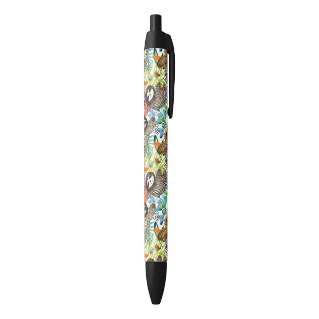 Stylo Noir Motif de paresse d'aquarelle de bande dessinée (Bas (Vertical))