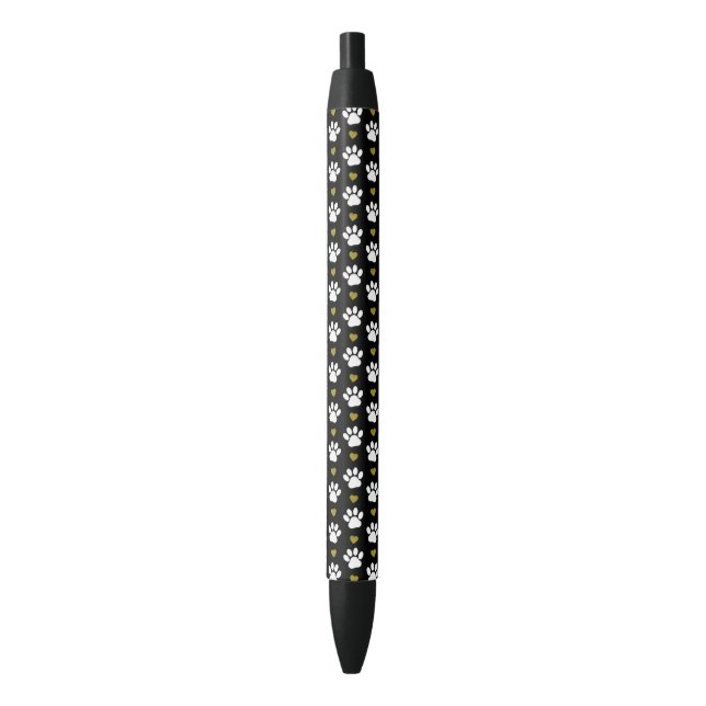 Stylo Noir Motif De Pâtes, Pâtes De Chien, Pâtes Blanches, Co (devant Vertical)