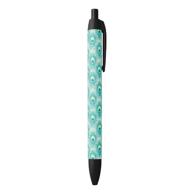 Stylo Noir Motif de plumes de paon (Bas (Vertical))