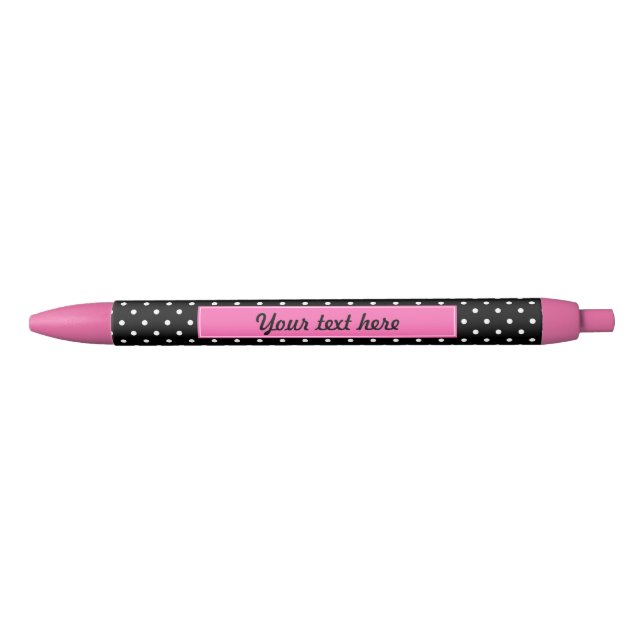 Stylo Noir Motif de points Polka blanc et noir (Devant)