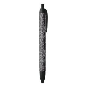 Stylo Noir Motif de roues dentées